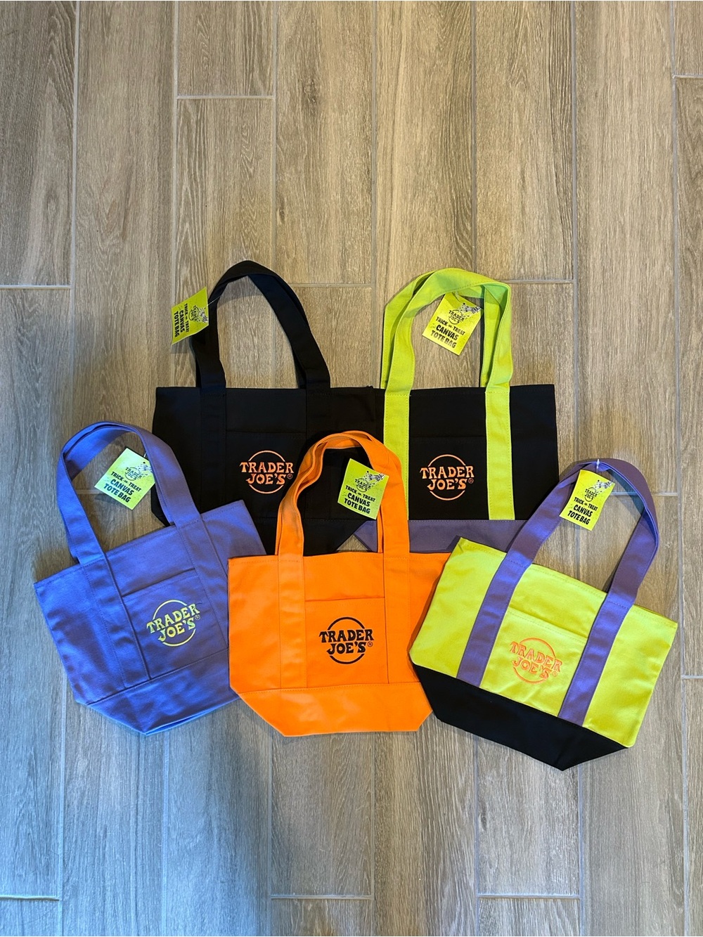 Trader Joe's Neon Yellow & Black Accent Canvas Tote